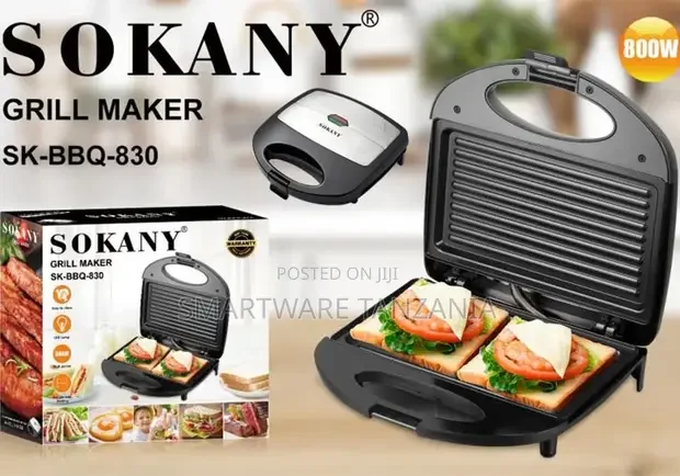 2-slice Grill Sandwich Maker  Non-stick Coated Plates