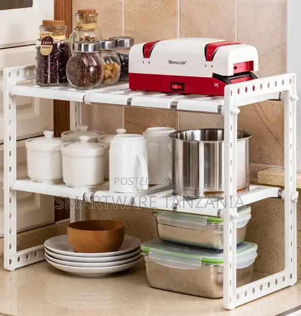 2 Tier Expandable Shelf Rack Storage Organizer For Kitchen