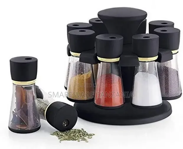 8 In 1 Spices Rack Organizer Spice Jar Set Stainless Steel Spice Carousel