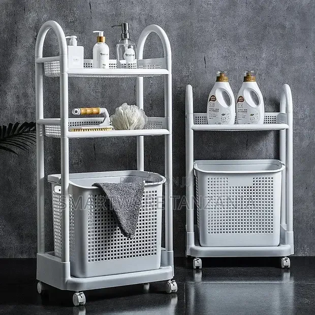 Bathroom Laundry Basket Multilayer Removable Rolling Basket