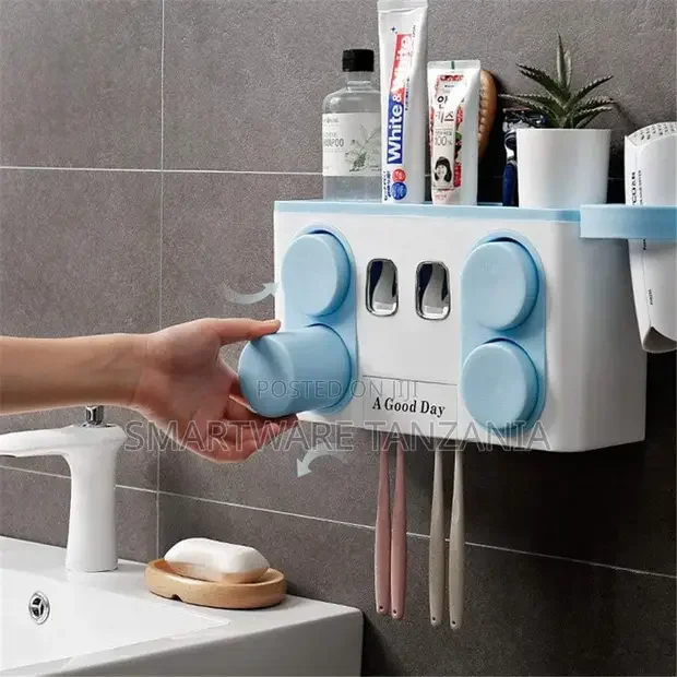 Bathroom Toothbrush, Toothpaste Holder Anti-Dust Dispenser