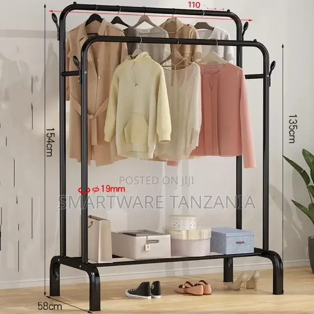 Clothes Rack for Hanging Clothes, Double Rod Adjustable