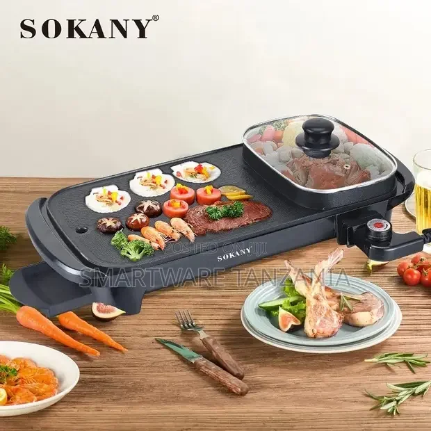 Electric Smokeless Grill And Hot Pot With Detachable Hot Pot