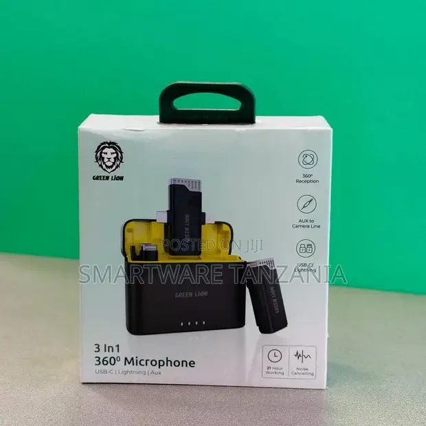 Green Lion 3-in-1 360° Wireless Microphone Usb-C, Lightning, Aux