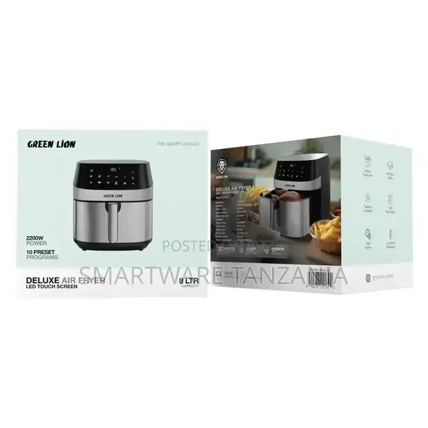 Green Lion Deluxe Air Fryer Led Touch Screen 8l - Black
