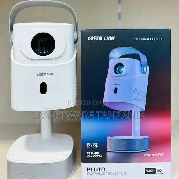 Green Lion Pluto Portable Projector 720p Android 13 50-180 Screen