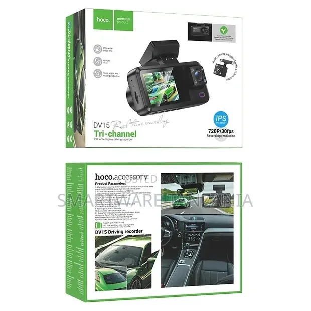 Hoco Dv15 Tri Channel Dash Camera 720p 30fps Ips Screen Recording