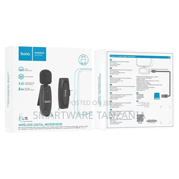 Hoco L13 Wireless Lavalier Microphone 2.4g Clip-on 15m Range