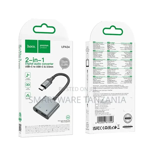 Hoco Upa34 2in1 Usb-C Digital Audio Adapter Converter With 3.5mm Jack