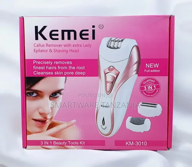 Kemei 3-in-1 Callus Remover Epilator Shaving Head Beauty Kit White
