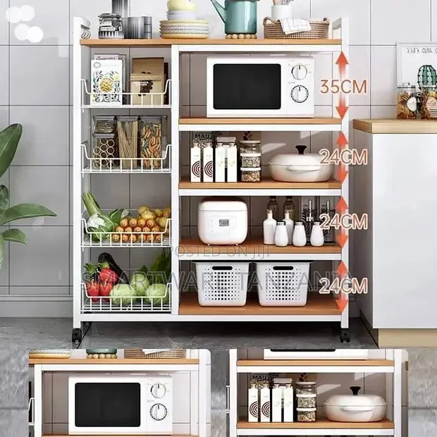 Kitchen Storage Shelf, Kitchen Storage Trolley With 4 Mesh