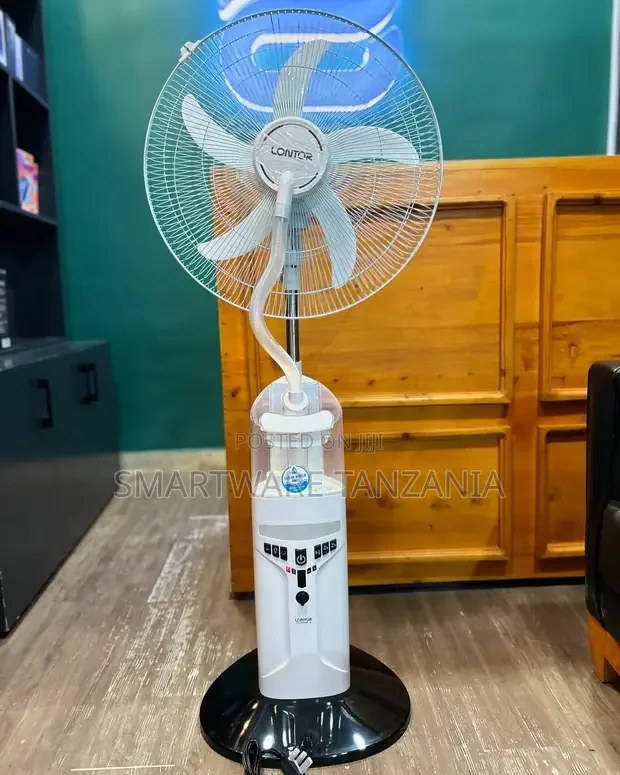 Lontor 16 Blade Rechargeable Mist Standing Fan, Bright LED