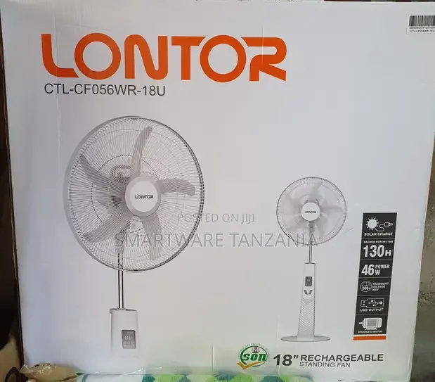 Lontor 18 Rechargeable Standing Fan Solar Charge 130h Runtime