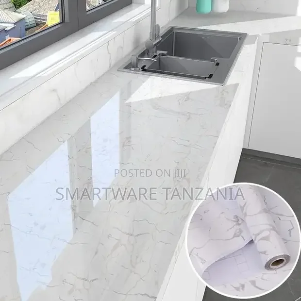 Marble Easy Installation Floor Wallpaper, Waterproof PVC