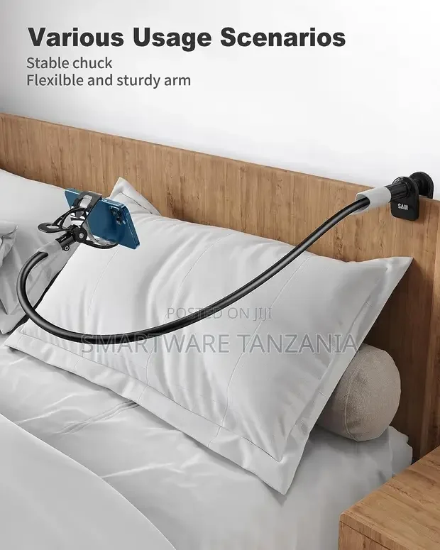 Phone Holder For Bed Flexible Clamp Overhead Long Arm Clip