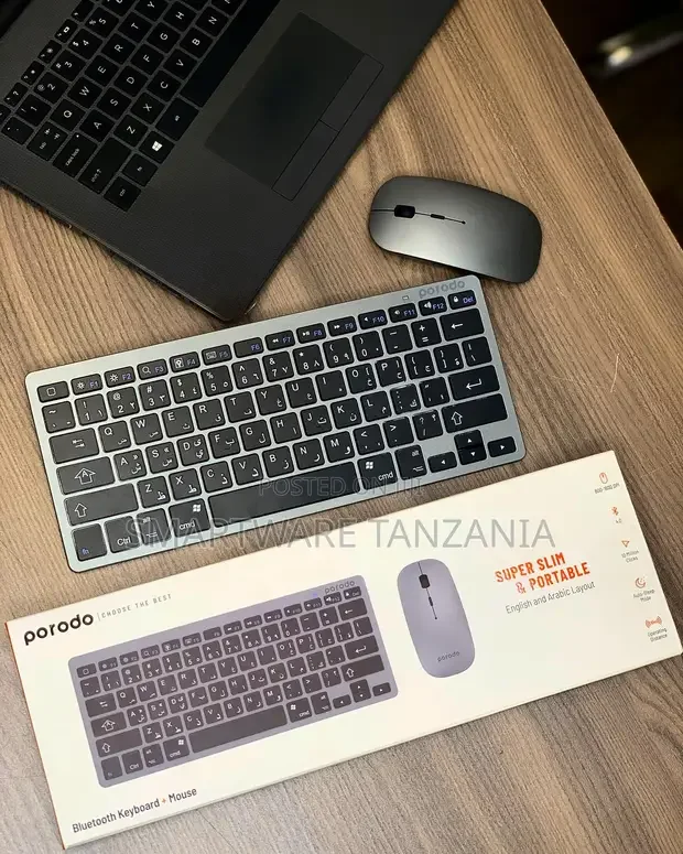 Porodo Compact Keyboard, Battery Rechargeable Wireless MouseKeyboard