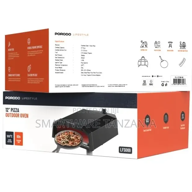 Porodo Lifestyle 12 Pizza Outdoor Oven - Black
