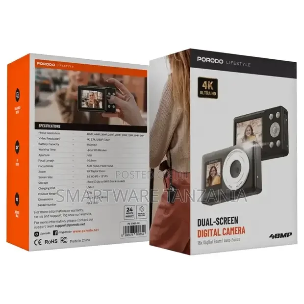 Porodo Lifestyle Dual-screen Digital Camera - Black
