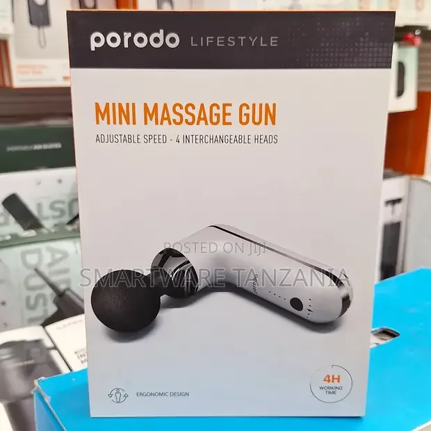 Porodo Mini Massage Gun Adjustable Speed, 4 Interchangeable Heads