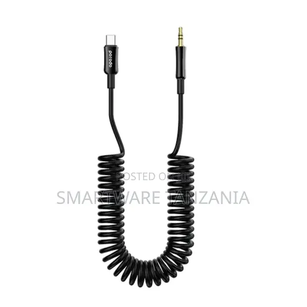 Porodo Type C to Aux Coil Cable 1.2m - Black