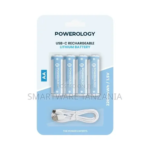 Powerology 1.5v Type-C Rechargeable Lithium-Ion Aa Battery 2200mwh