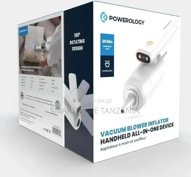 Powerology 4in1 180° Foldable Car Vacuum Cleaner - White