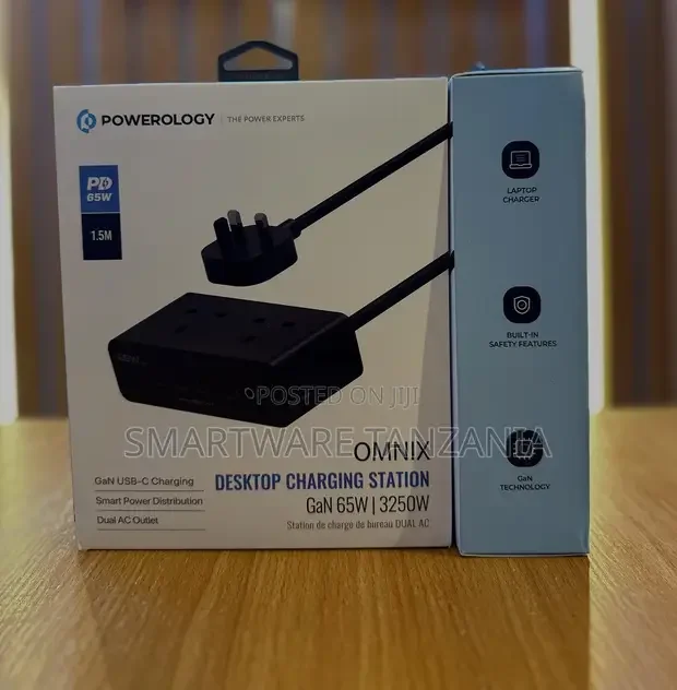 Powerology Omnix Desktop Charging Station Gan 65w With Dual Ac