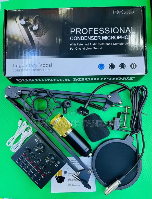 Professional Condenser Microphone Set, Sound Card Set