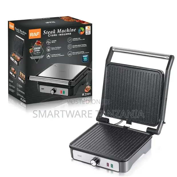 Raf 2000w Contact Grill R.2601 180 Degree Open Non-Stick Plates