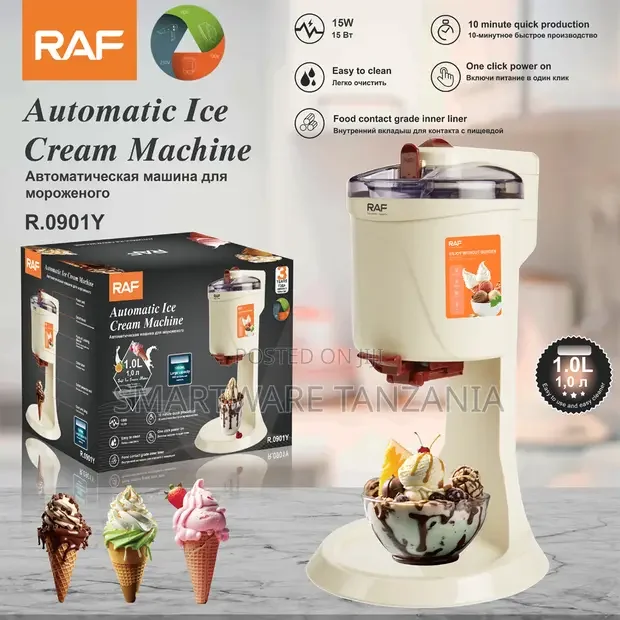 Raf Ice Cream Maker R.0901y 1l 15w Beige 10 Min Automatic Churn