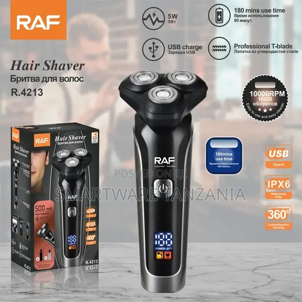 Raf R.4213 Electric Shaver 5w 180min Usb Ipx6 10000rpm Display
