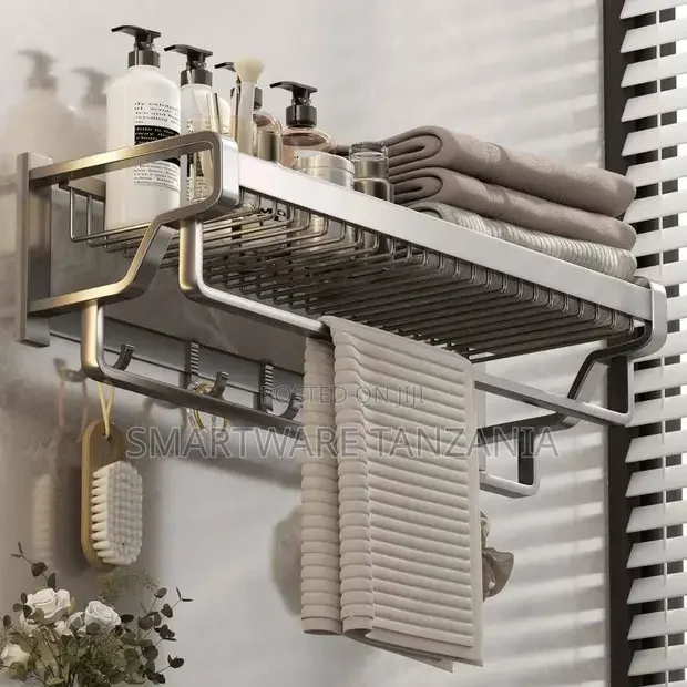 Shelf Bathroom Wall Shelf Towel Rack With Double Towel Bar
