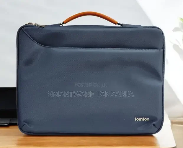 Tomtoc Laptop Briefcase Bag 14 16 Inch Navy Blue Tan Handle
