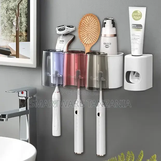 Toothbrush Holder Wall Mounted With Toothpaste Squeezer