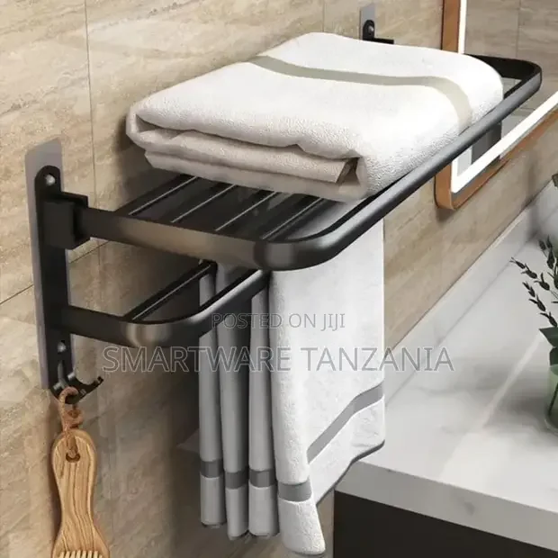 Towel Rack Free Punch Shower Rack Folding Wall Hanging Rack
