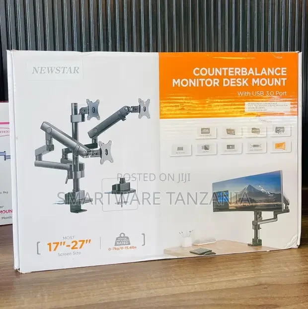 Triple Monitor Desk Stand Mount Fully Adjustable Arms
