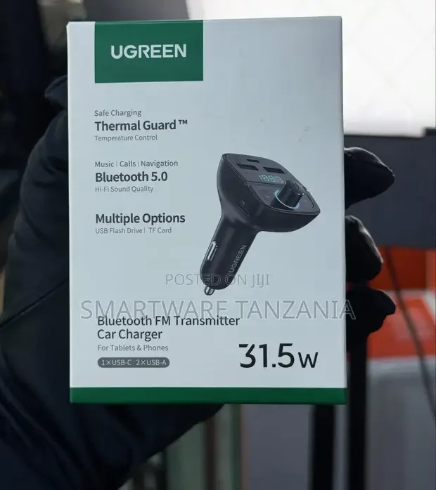 Ugreen Fm Transmitter Bluetooth 5.0 Mp3 Car Charger 3x Usb Tf Micro Sd