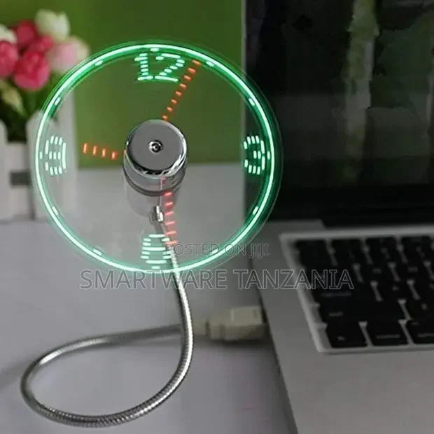 USB Powered LED Cooling Fan Flashing Real Time Display Clock
