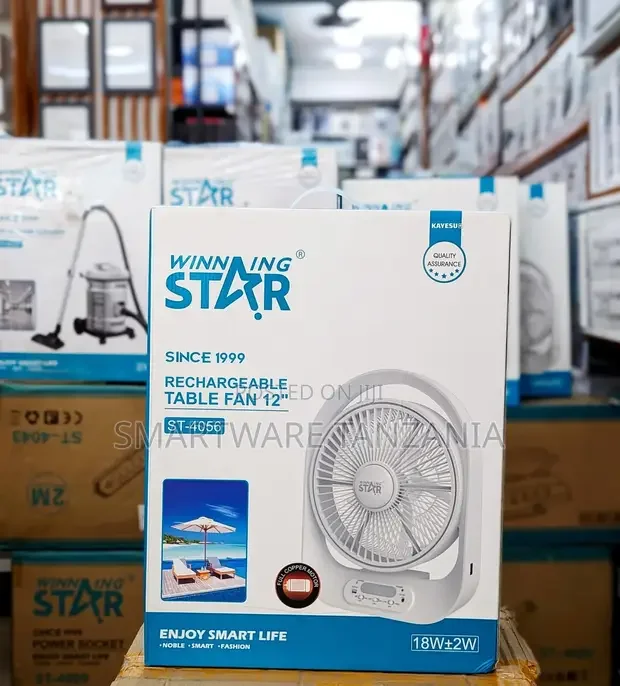 Winningstar 12 Desktop Rechargeable Fan With Led