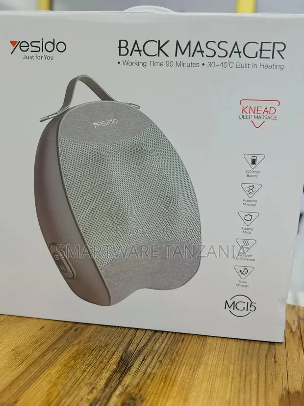 Yesido Cordless Back Massager 90min Battery 30-40c Heat Mg15 Gray